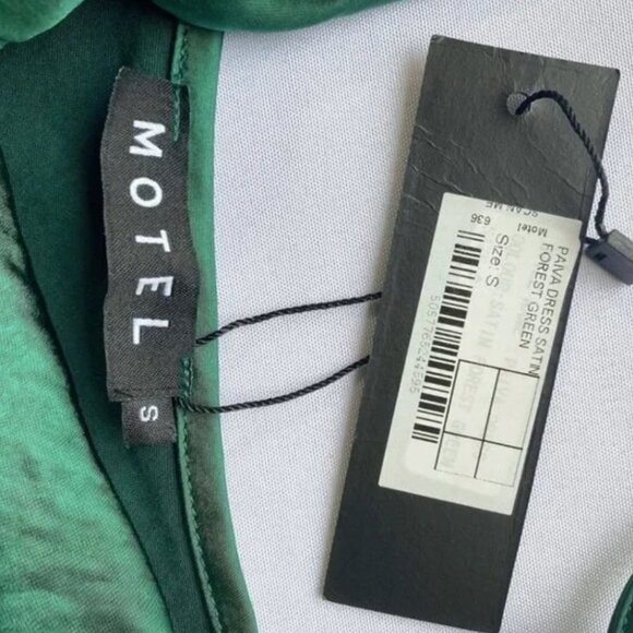 NWT MOTEL ROCKS PAIVA FOREST GREEN SATIN MINI BELTED COCKTAIL DRESS - S - Picture 6 of 9